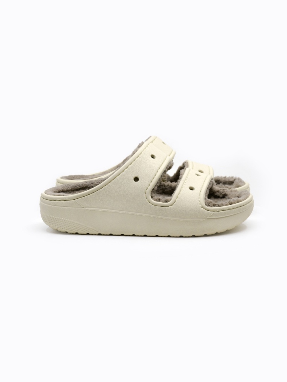 CROCS Classic Cozzzy Fuzzy Lined Sandals in Bone/Mushroom Size M4/W6